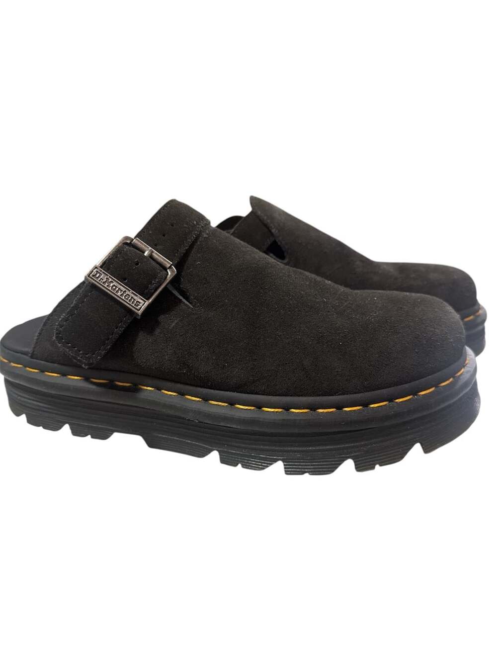 Dr. Martens Black Suede Zebzag Mule Platform Sandals Size US 9 womens
